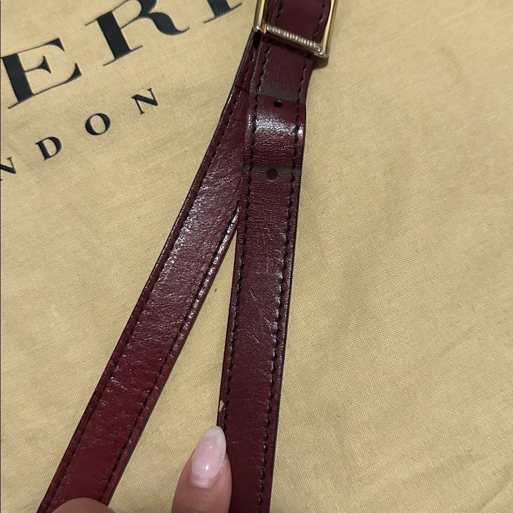 Burberry Deep Red Leather Shoulder Bag - Picture 14 of 16